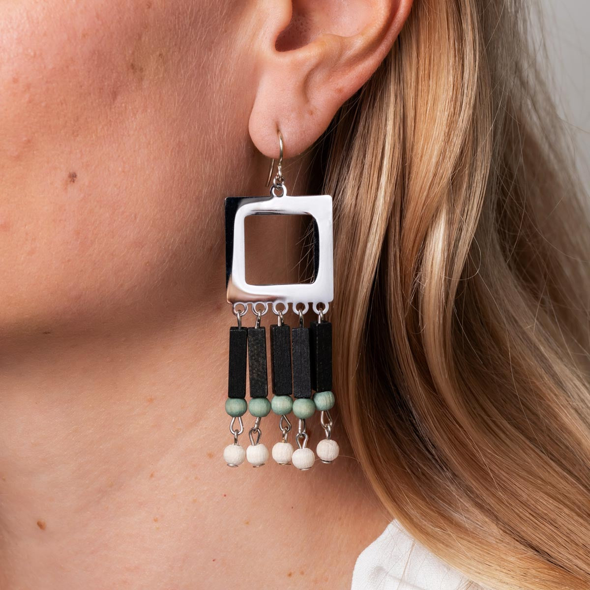 Nina earrings, black and teal