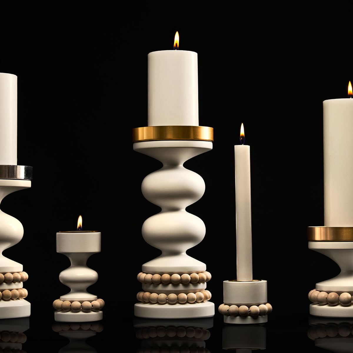Tsaaritar candleholder, white and gold