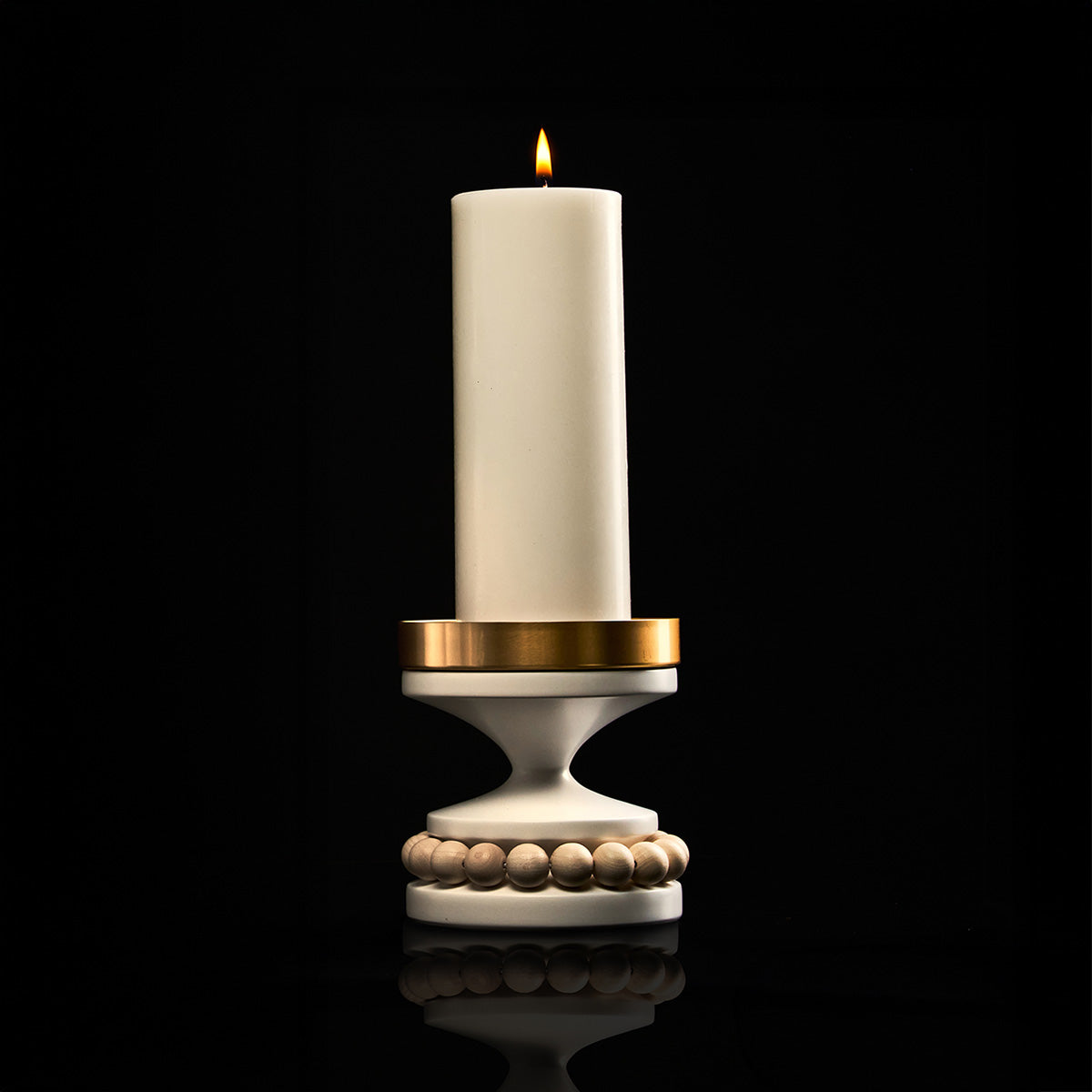 Ruustinna candleholder, white and gold