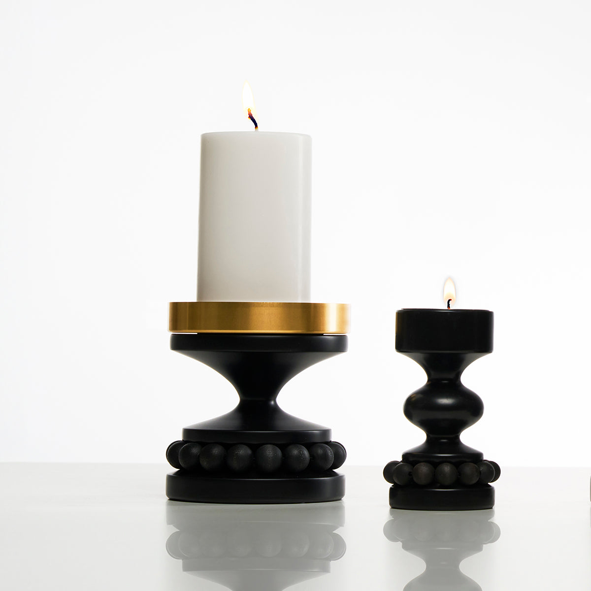 Prinssi candleholder, black and gold
