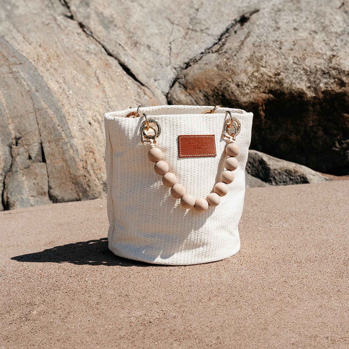 Laura basket bag, ecru and brown