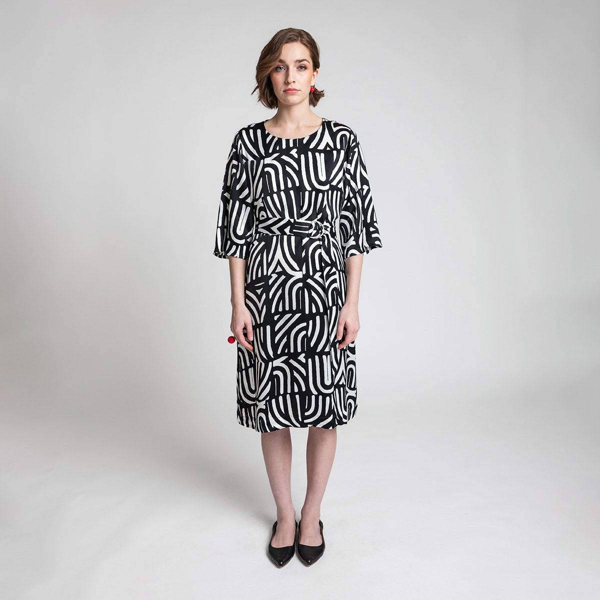 Varpu dress, Kaari, black and white