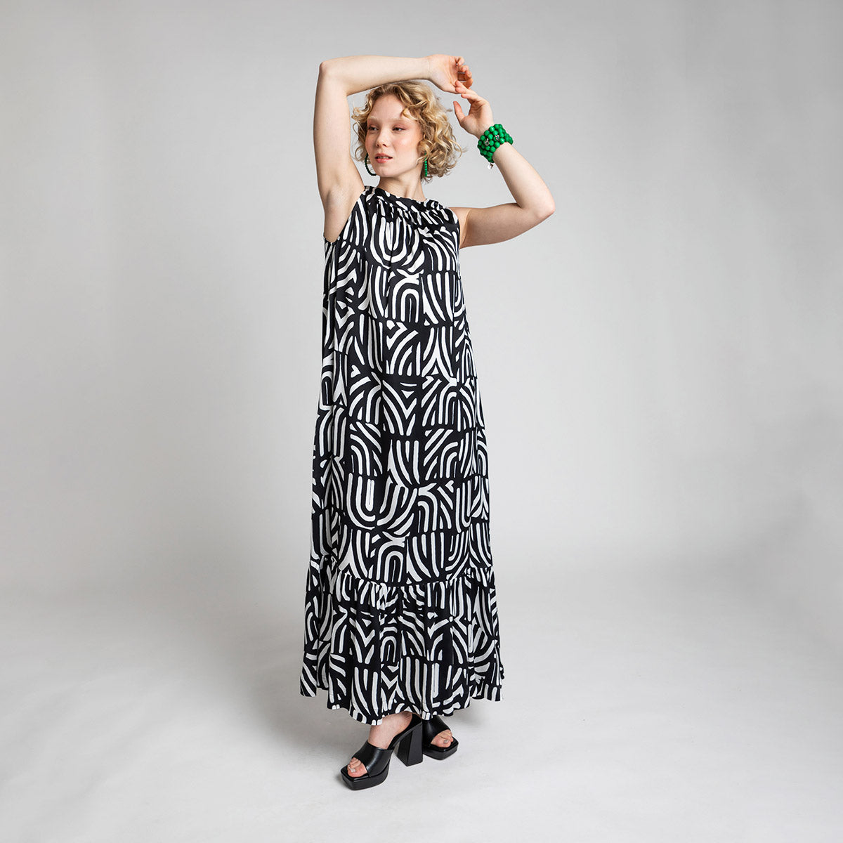 Merili dress, Kaari, black and white