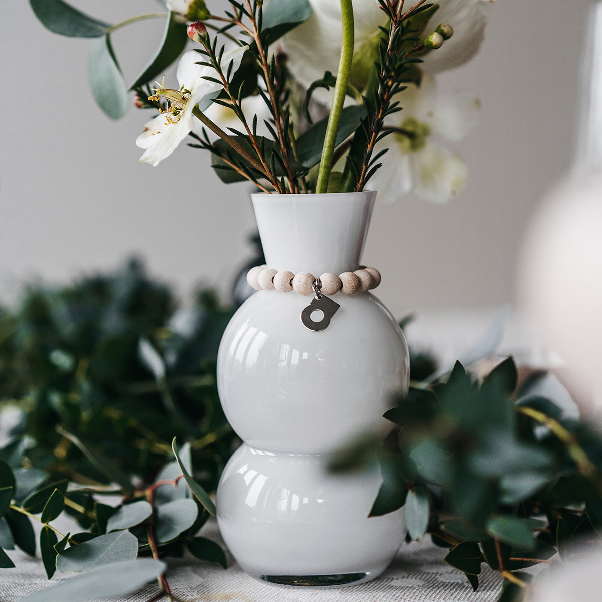 Kupla glass vase, white, 14 cm
