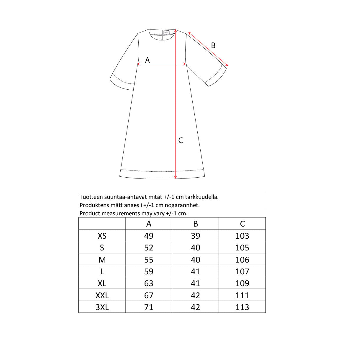 Varpu dress, Kaari, black and white