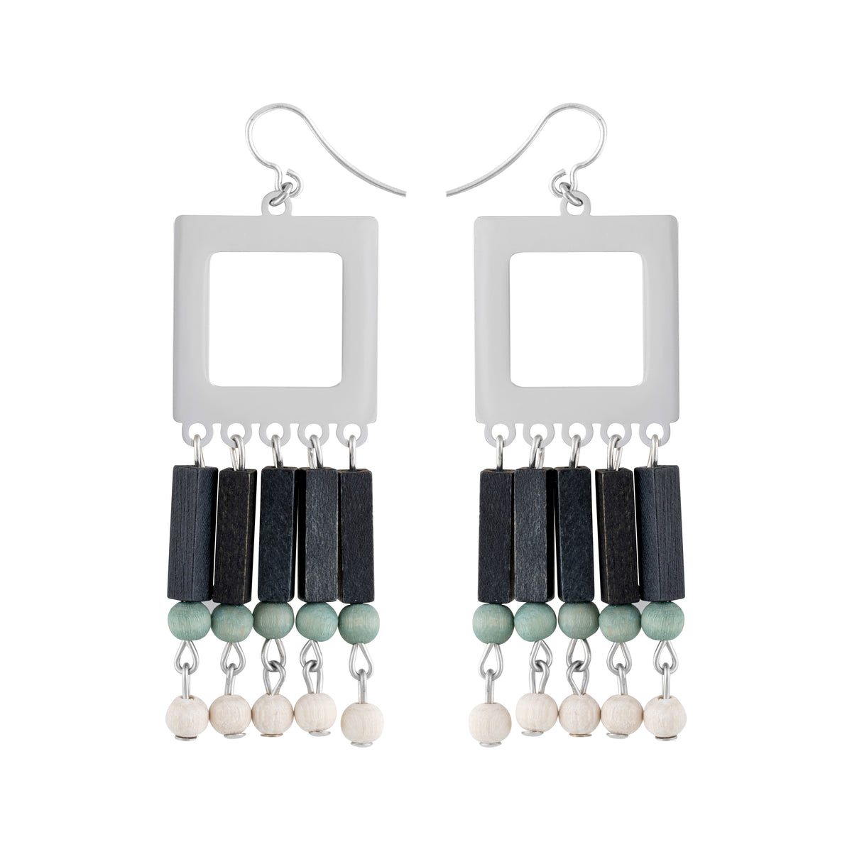 Nina earrings, black and teal