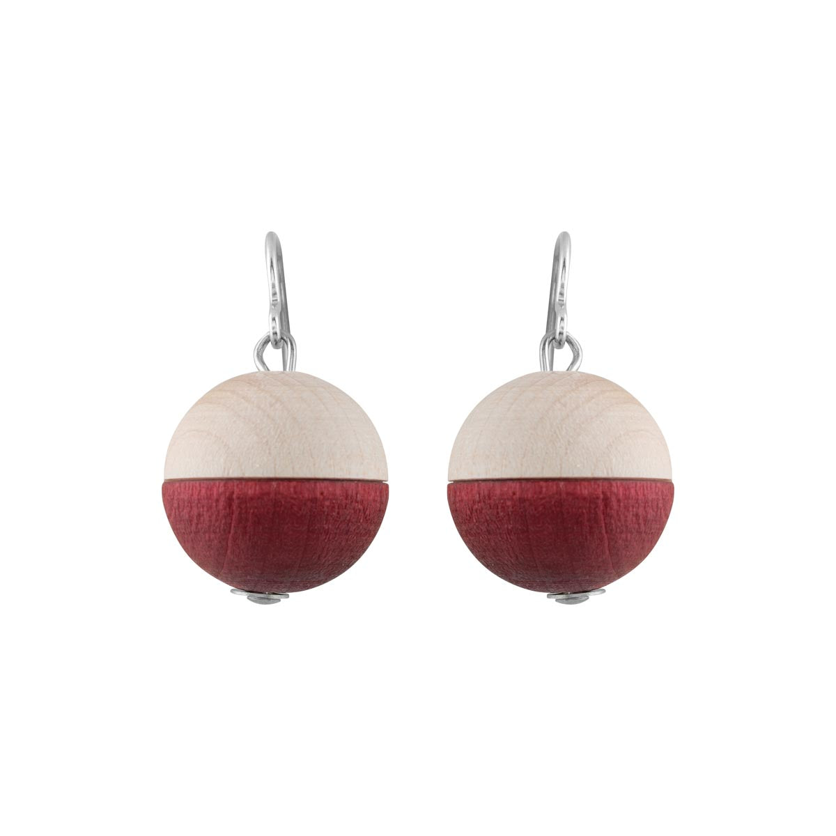 Leila earrings, wood and red