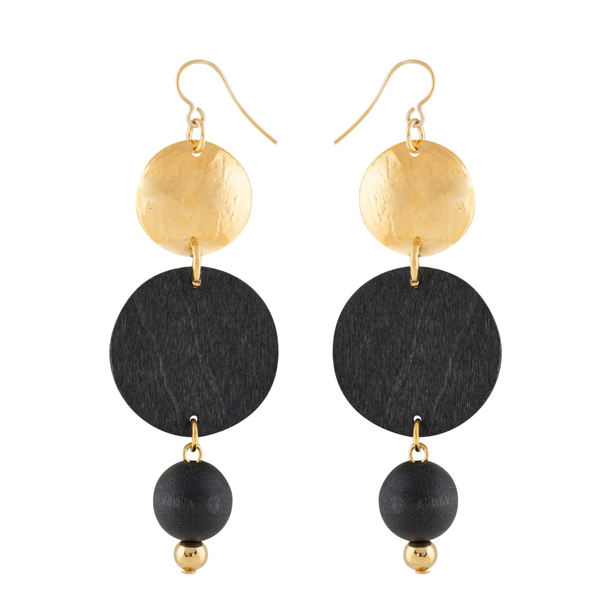 Ilta earrings, black and gold