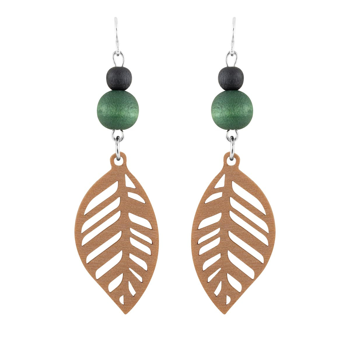 Hopeapihlaja earrings, black and green