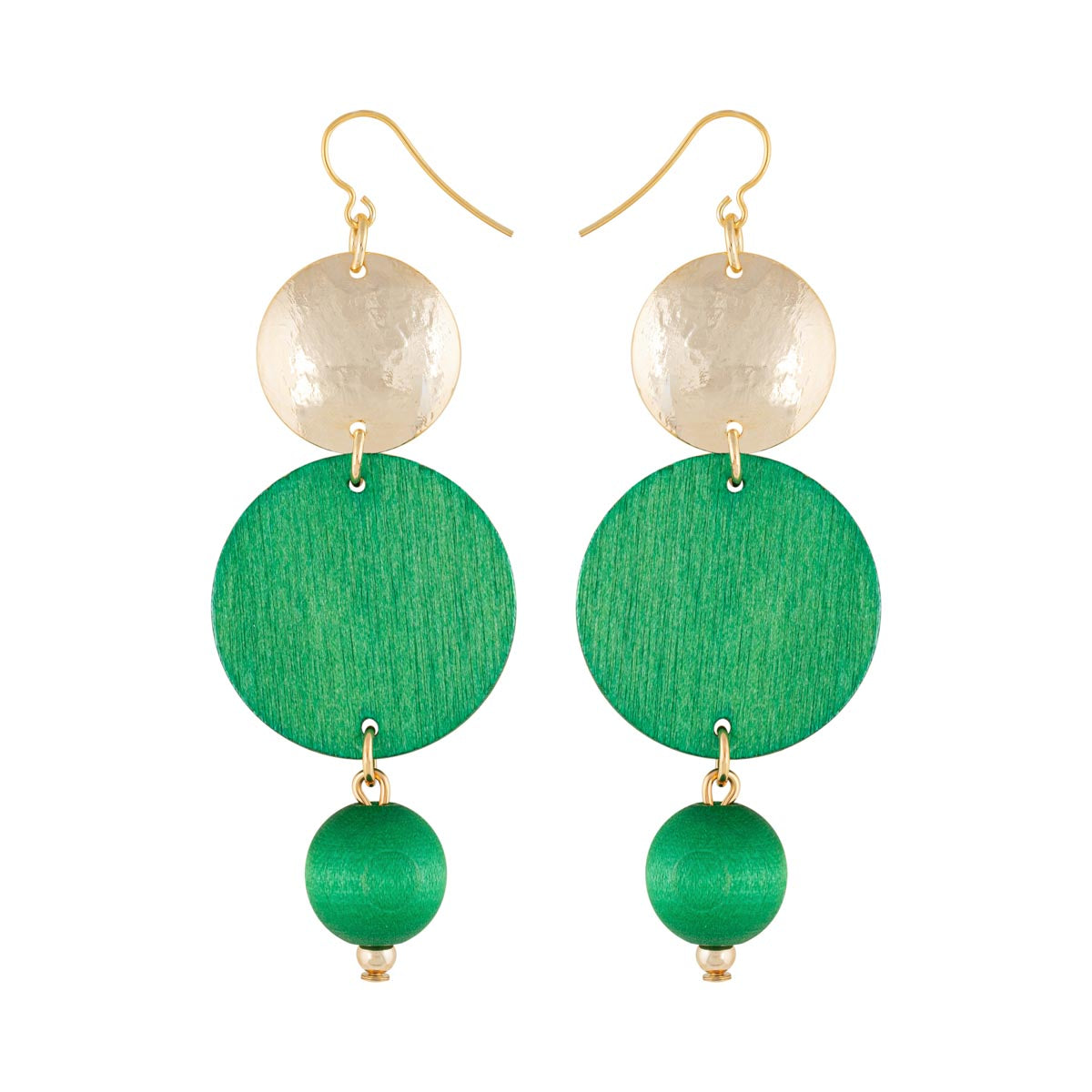 Ilta earrings, green and gold