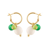 Lydia earrings, green, white, and gold