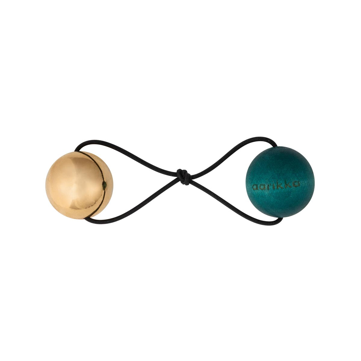 Pom pom hair band, dark turquoise and gold