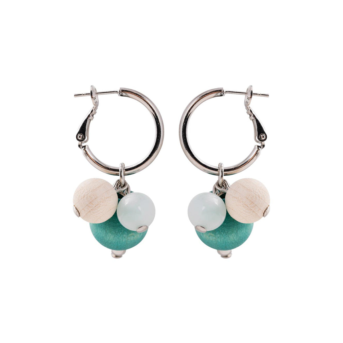 Lydia earrings, aqua green and white