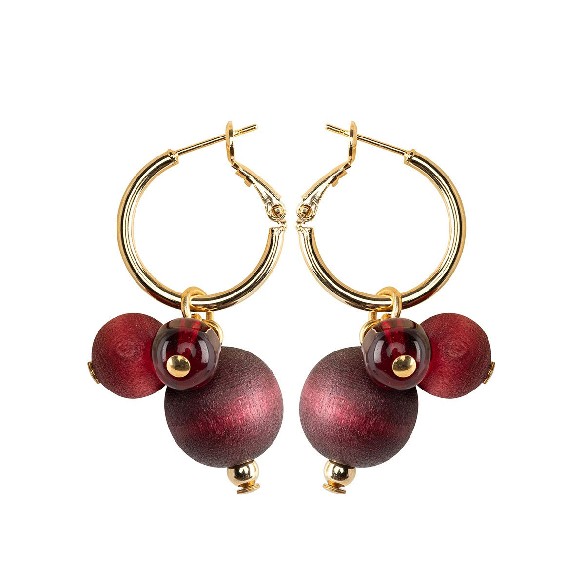 Lydia earrings, plum red and gold