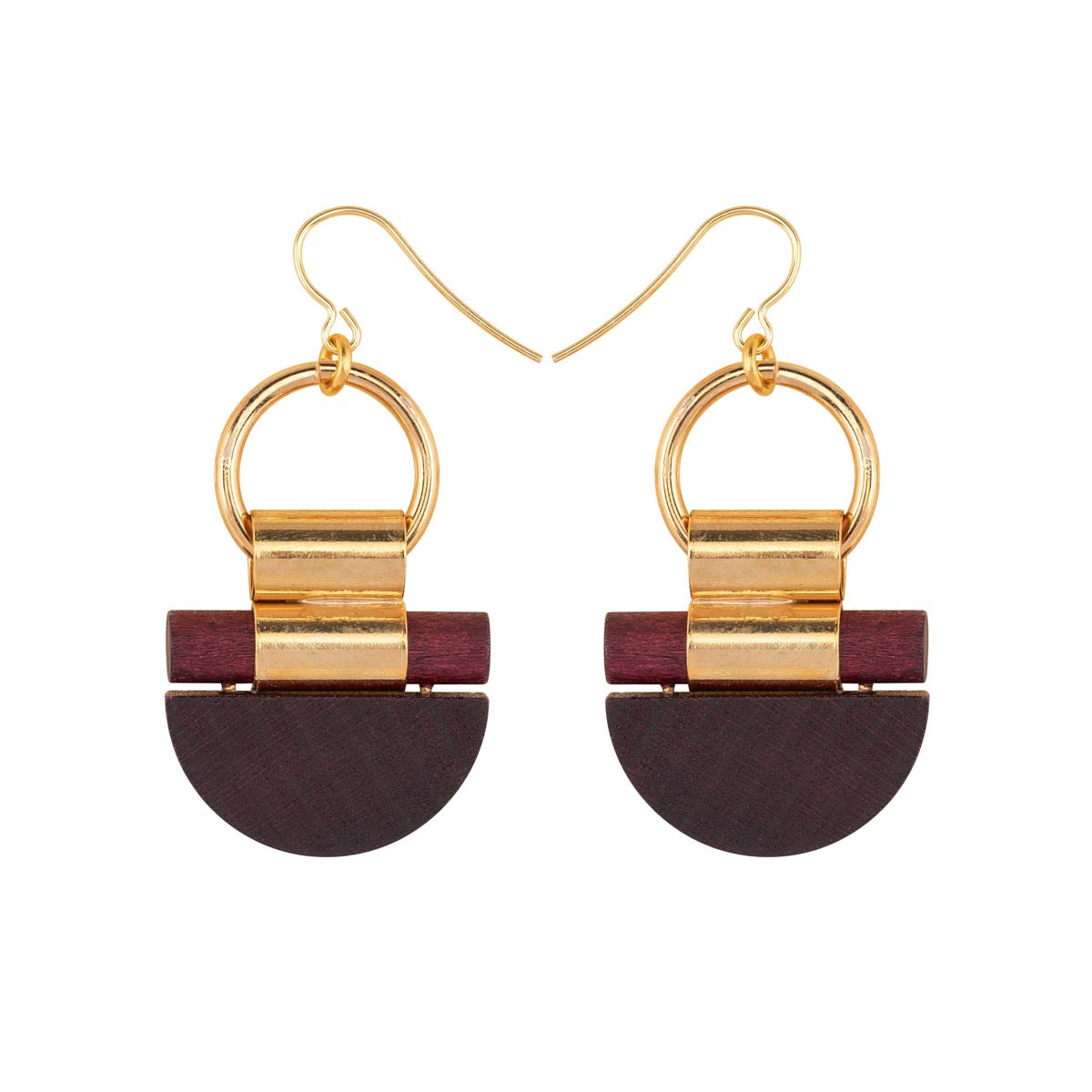 Kelohonka earrings, plum red and gold