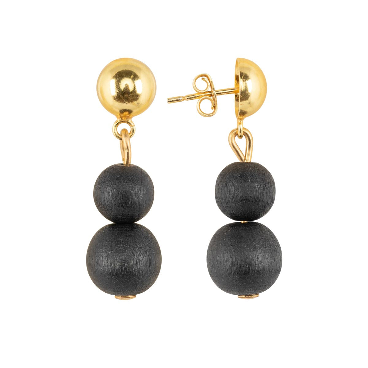 Olos earrings, black and gold