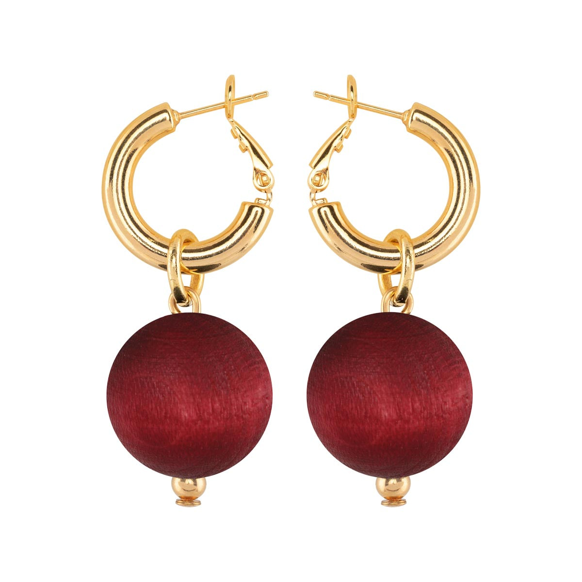 Valma earrings, plum red and gold