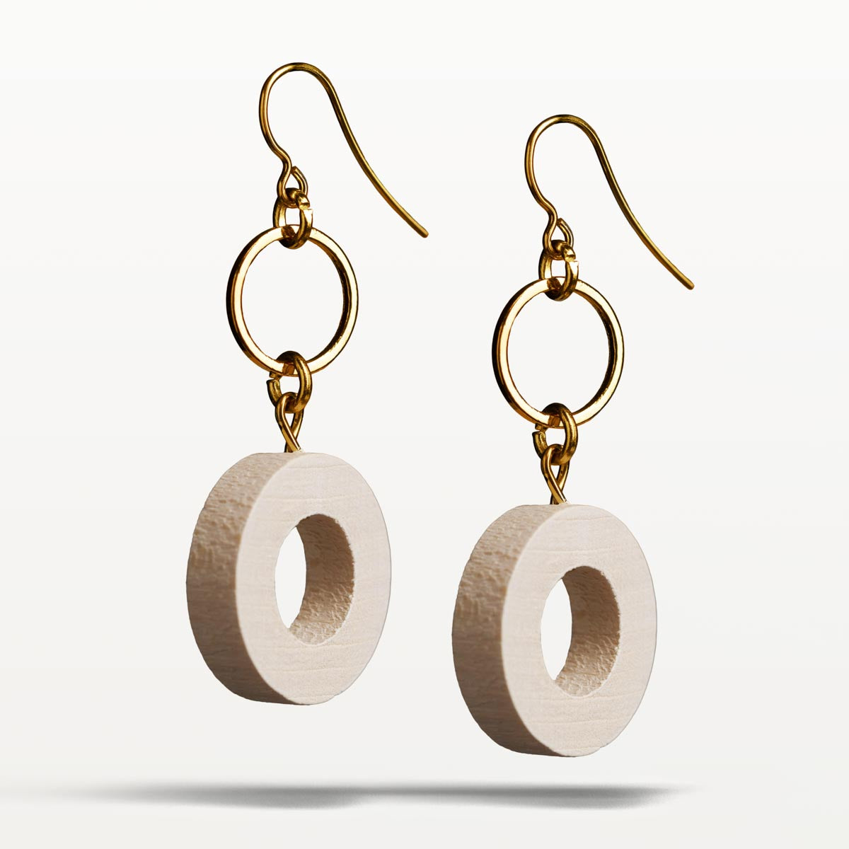 Rosa earrings, ecru and gold