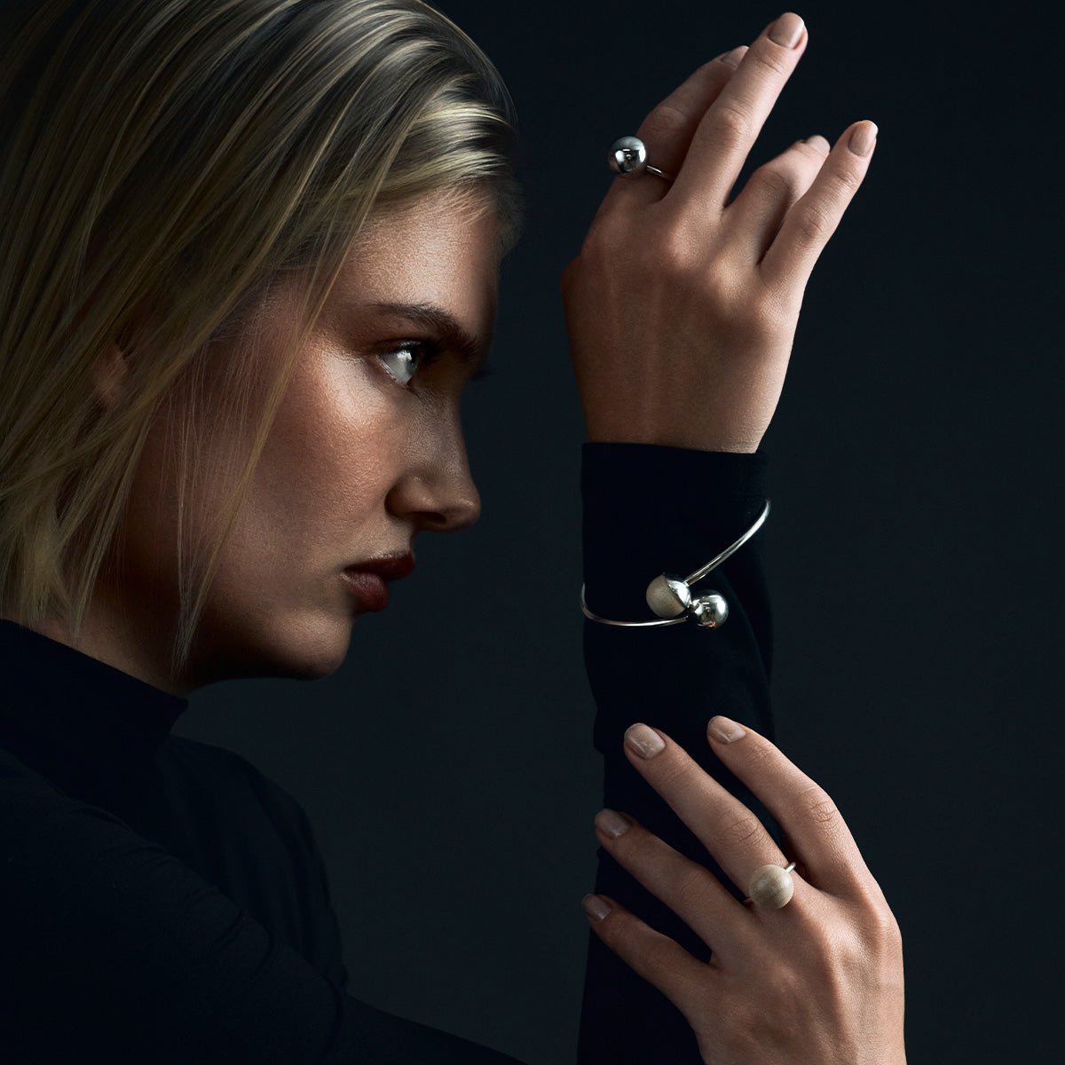 Wood Passion bracelet, varnished wood and silver
