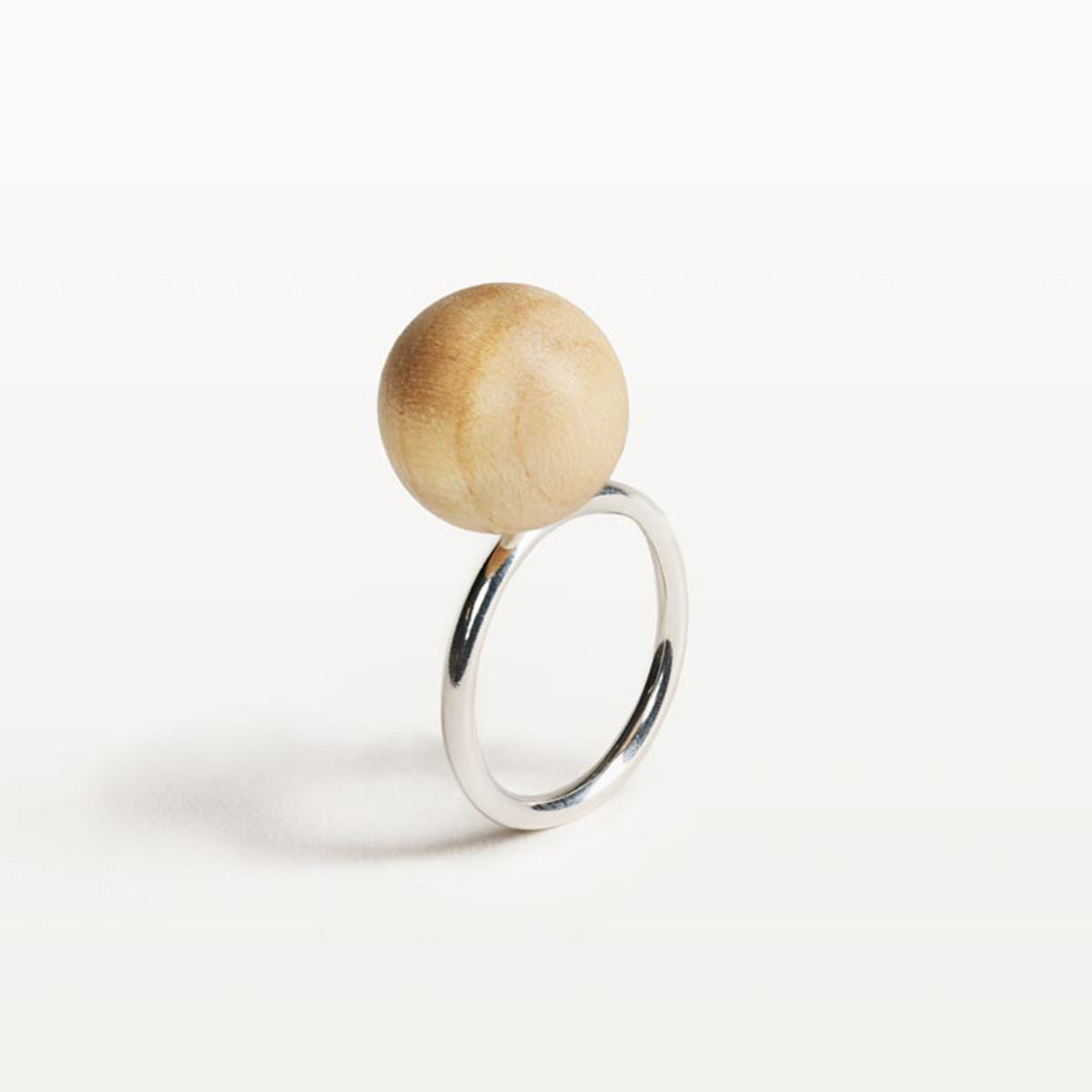 Wood Passion ring, varnished wood and silver