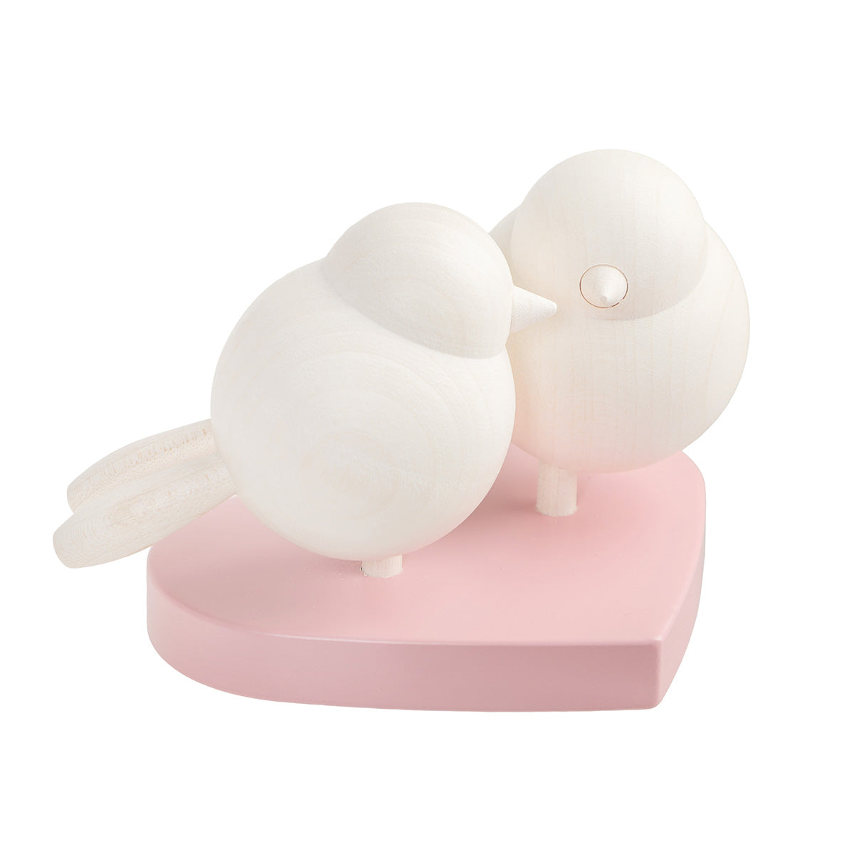 Love birds wooden figurine, 7 cm, pink