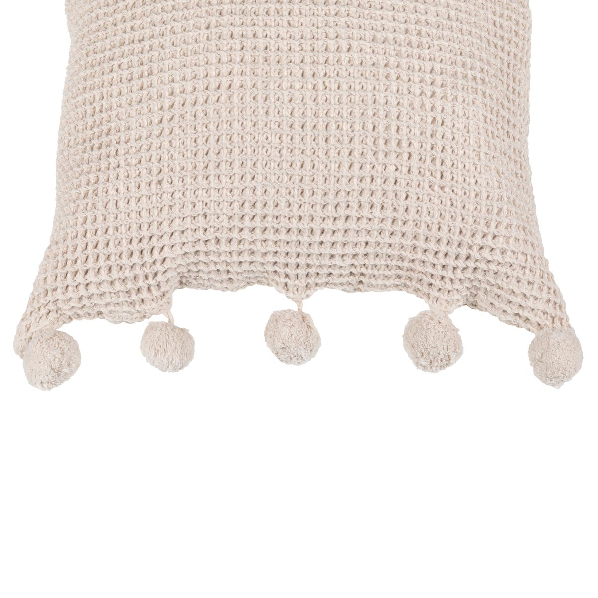 Pom pom cushion cover, beige