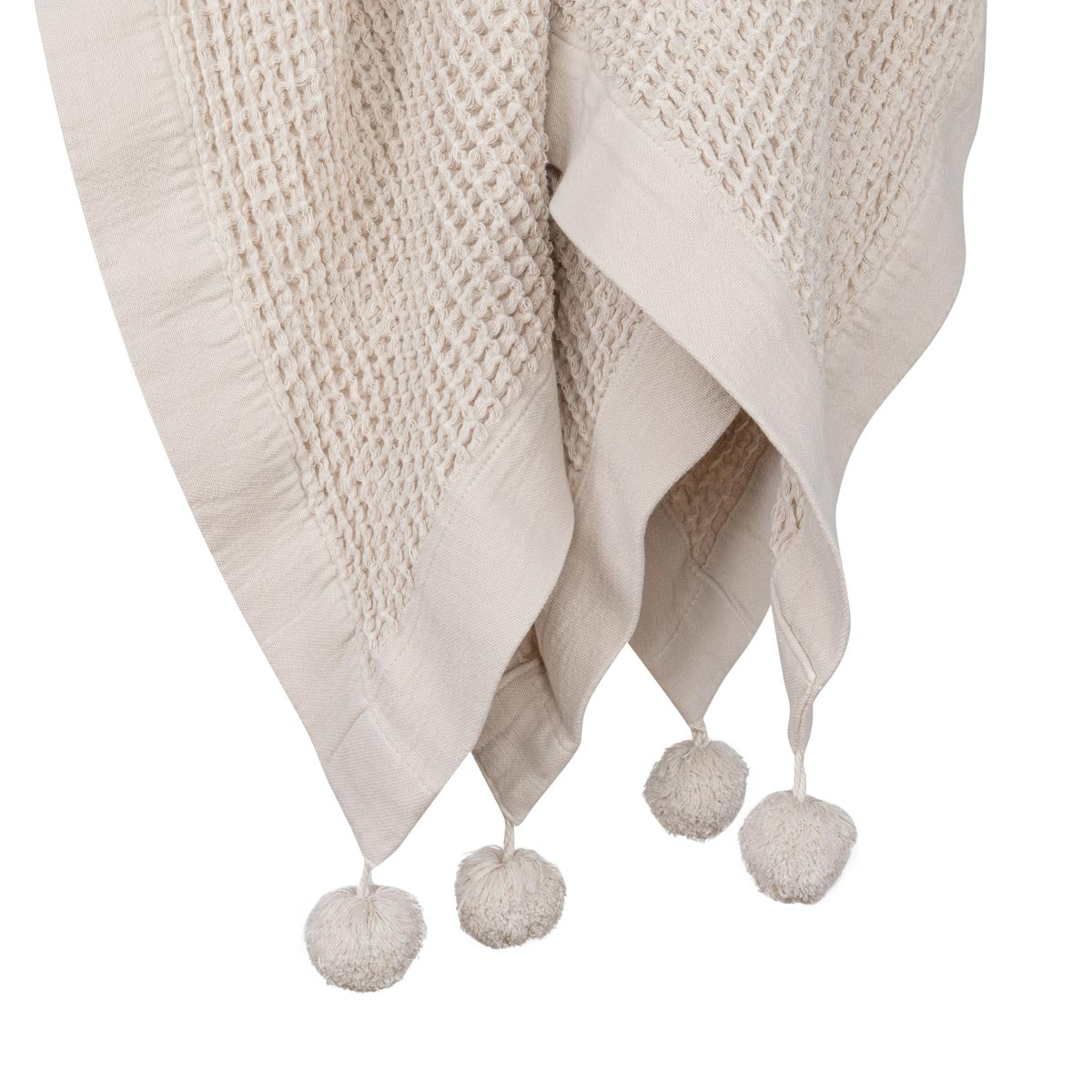 Pom pom blanket, beige