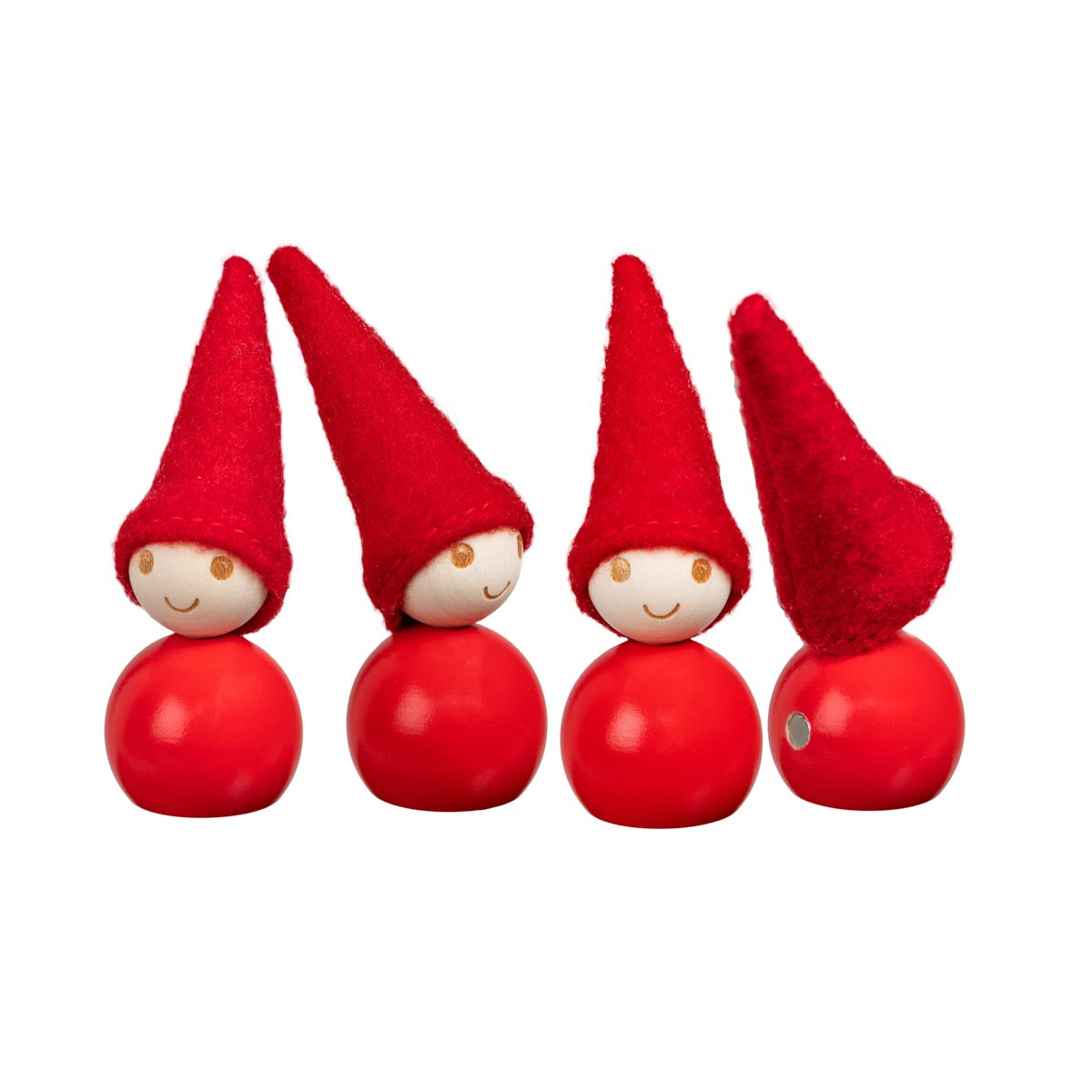 Elf magnets, 4 pcs, red
