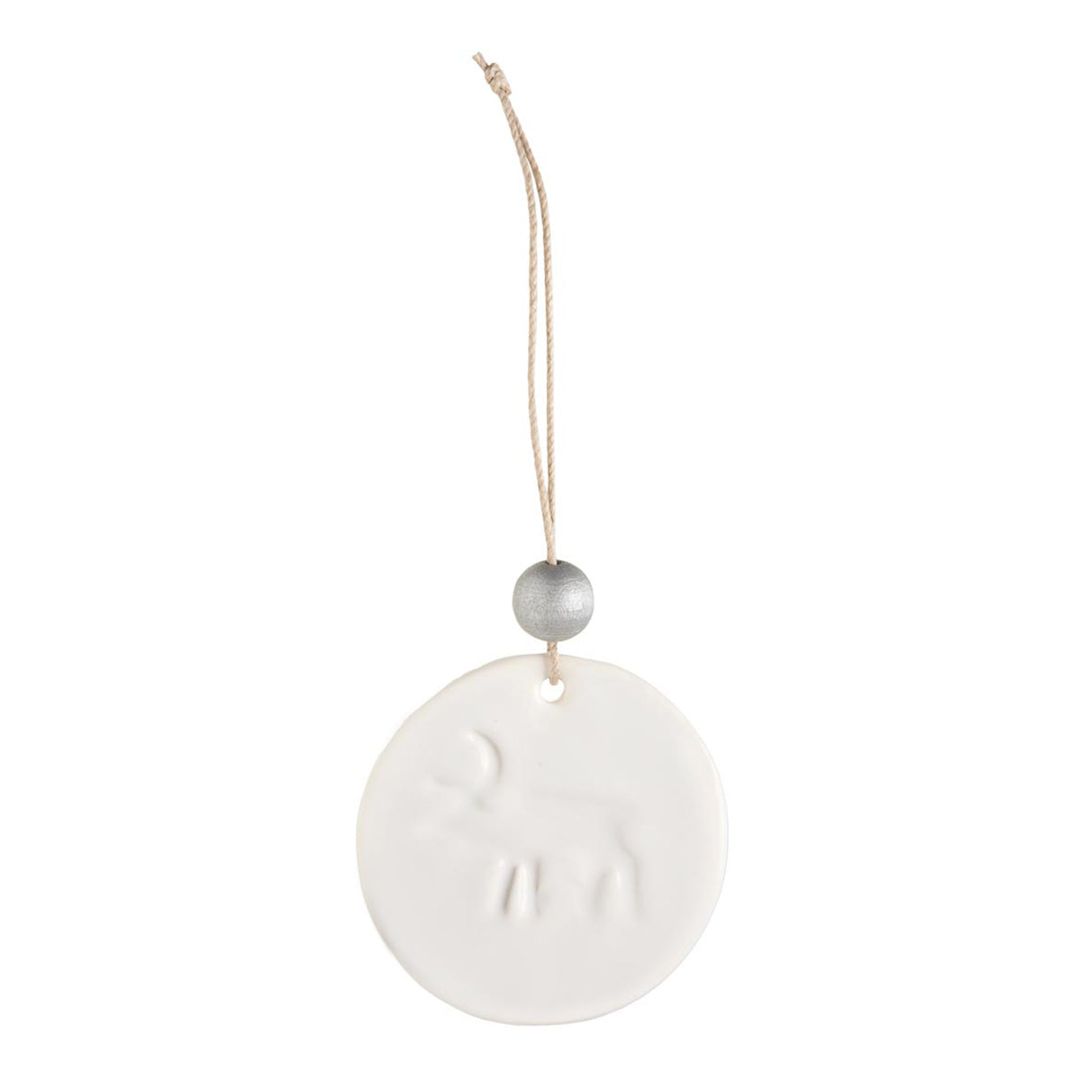 Poro ornament, ceramic, white and silver