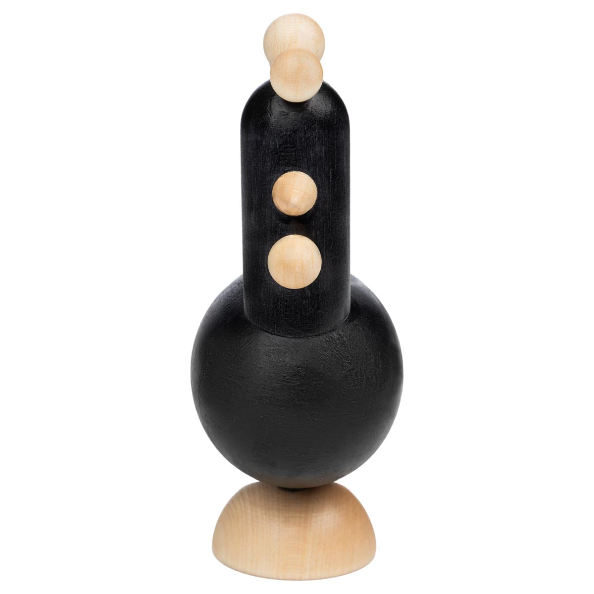 Cockerel sculpture, varnished wood and black