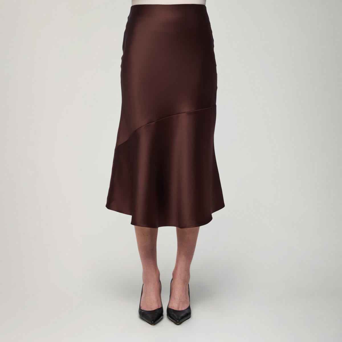 Kelly skirt, satin, brown