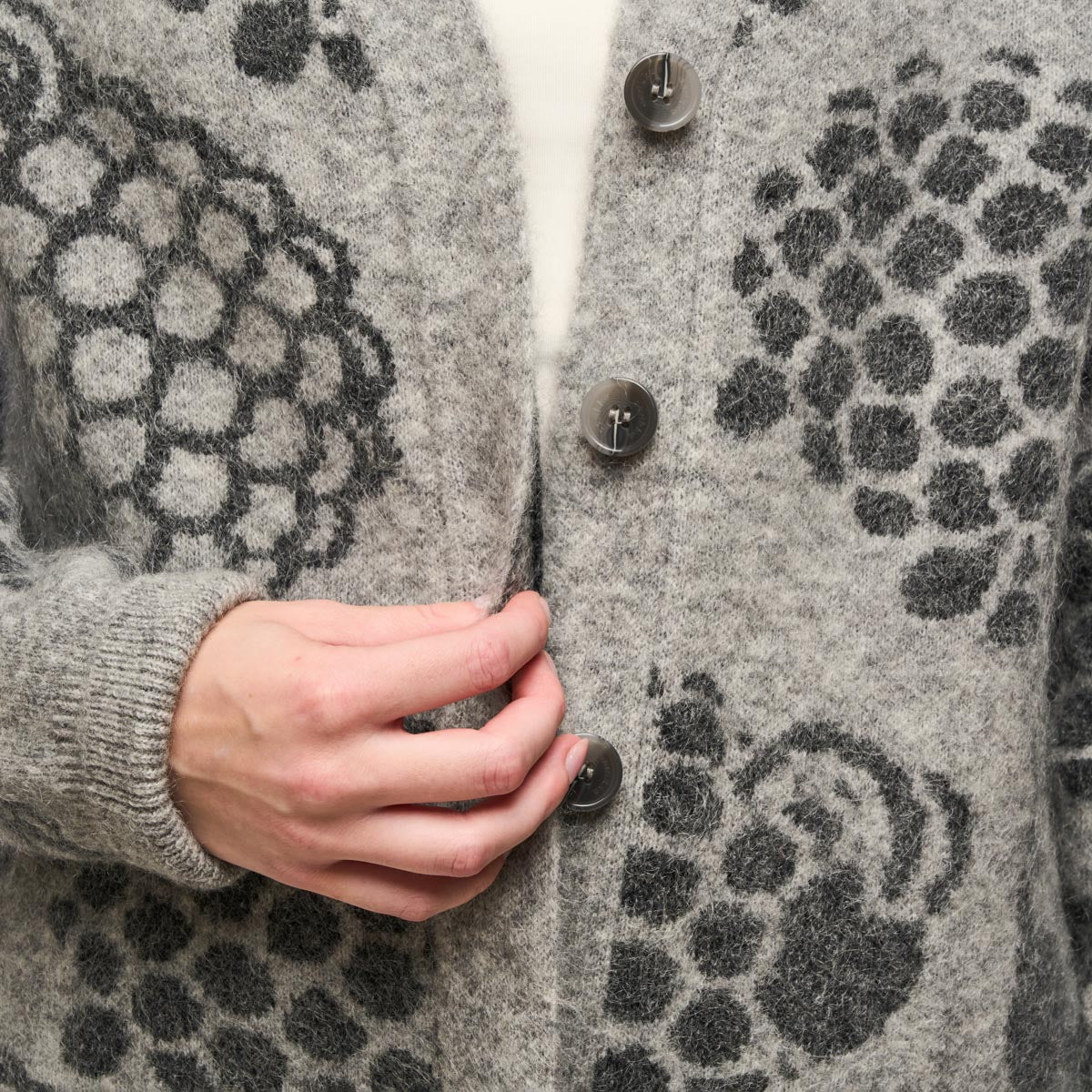 Ellis cardigan, Pässi, melange grey