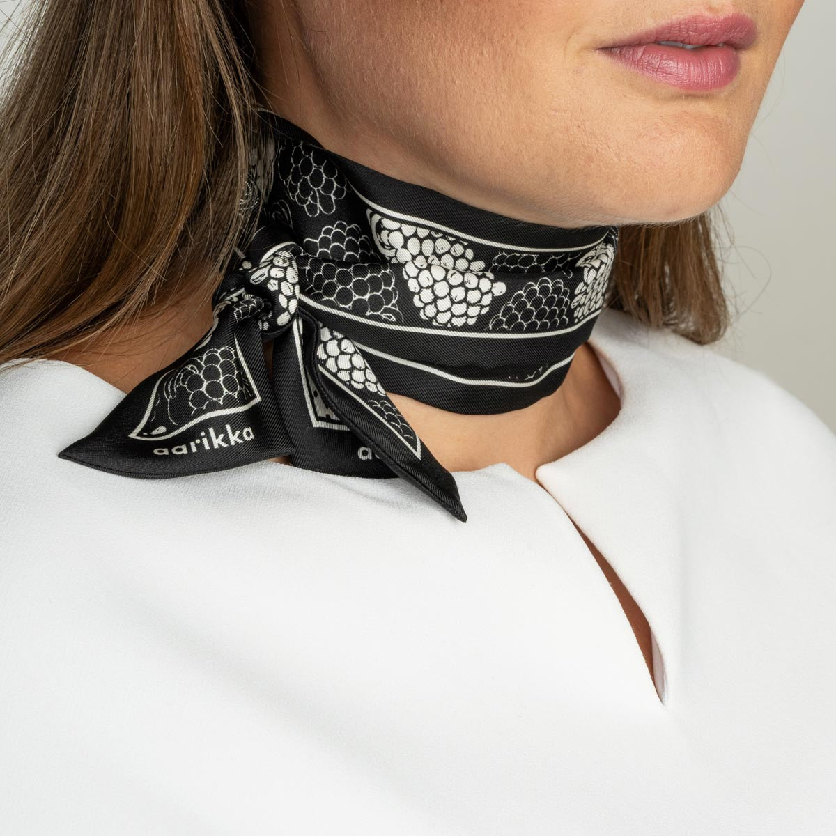 Mindi silk scarf, Ram, black and white