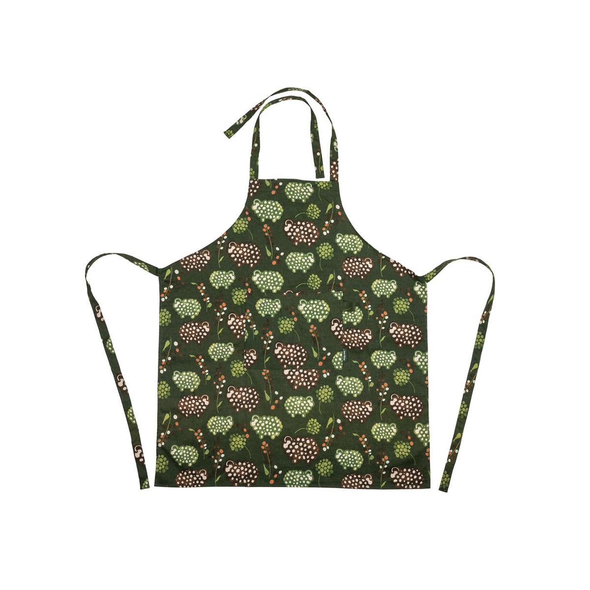 Apron, Rams in a Field, green, 75 x 88 cm