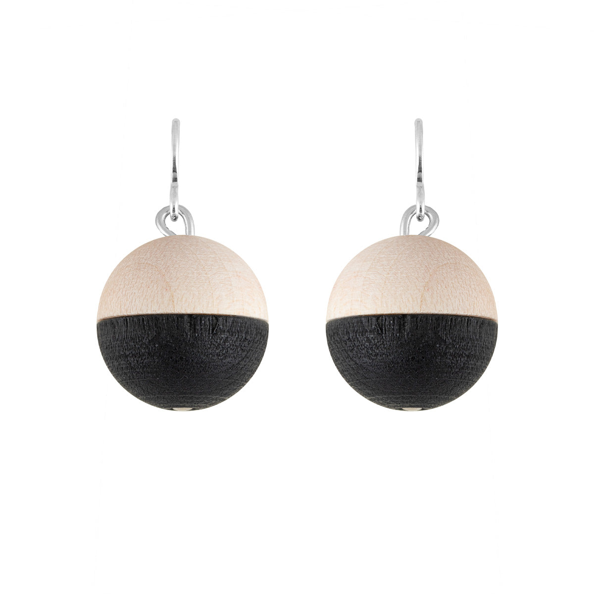 Leila earrings, varnished wood and black