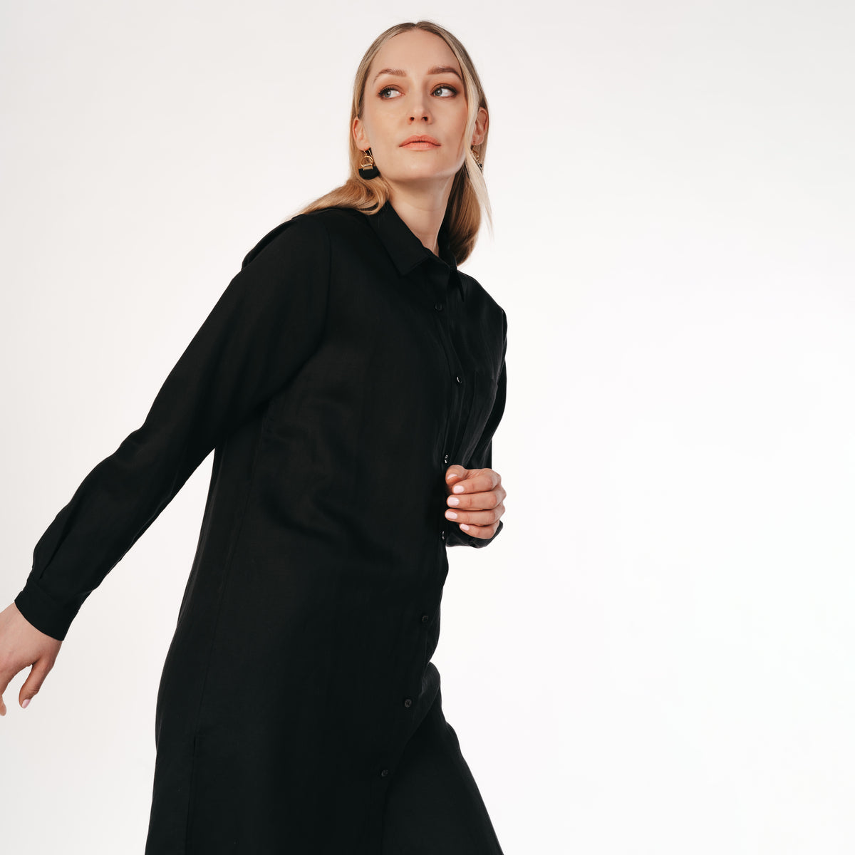 Saga shirt dress, black