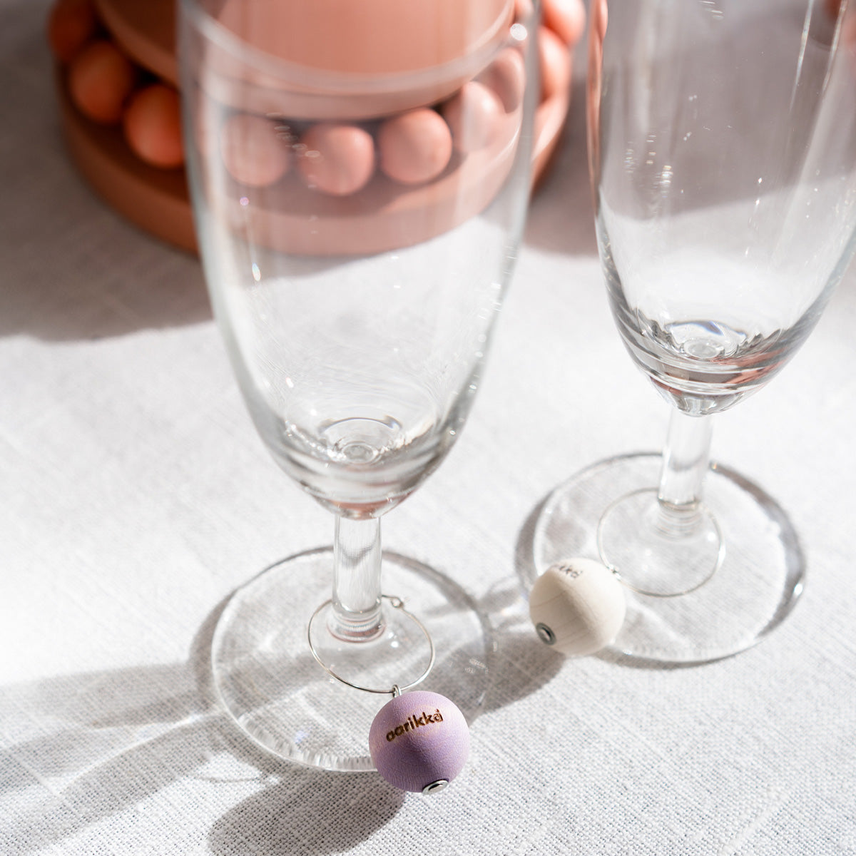Pom pom Wine glass markers, 6 pcs