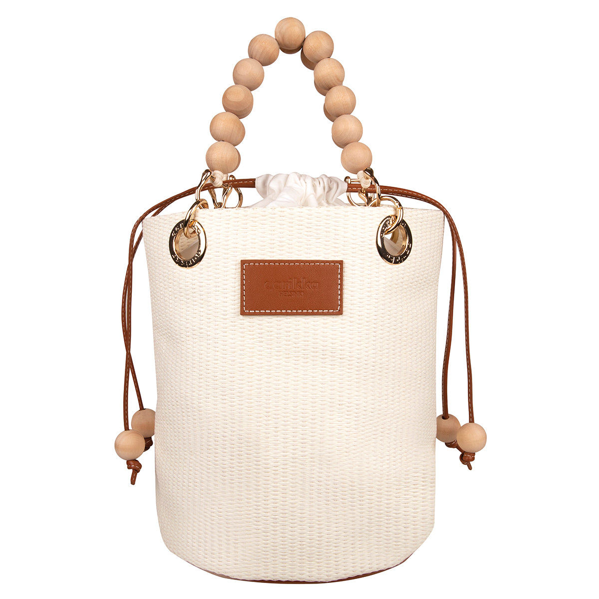 Laura basket bag, ecru and brown