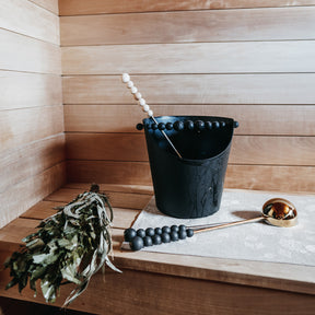 Nuppu sauna ladle, gold and black
