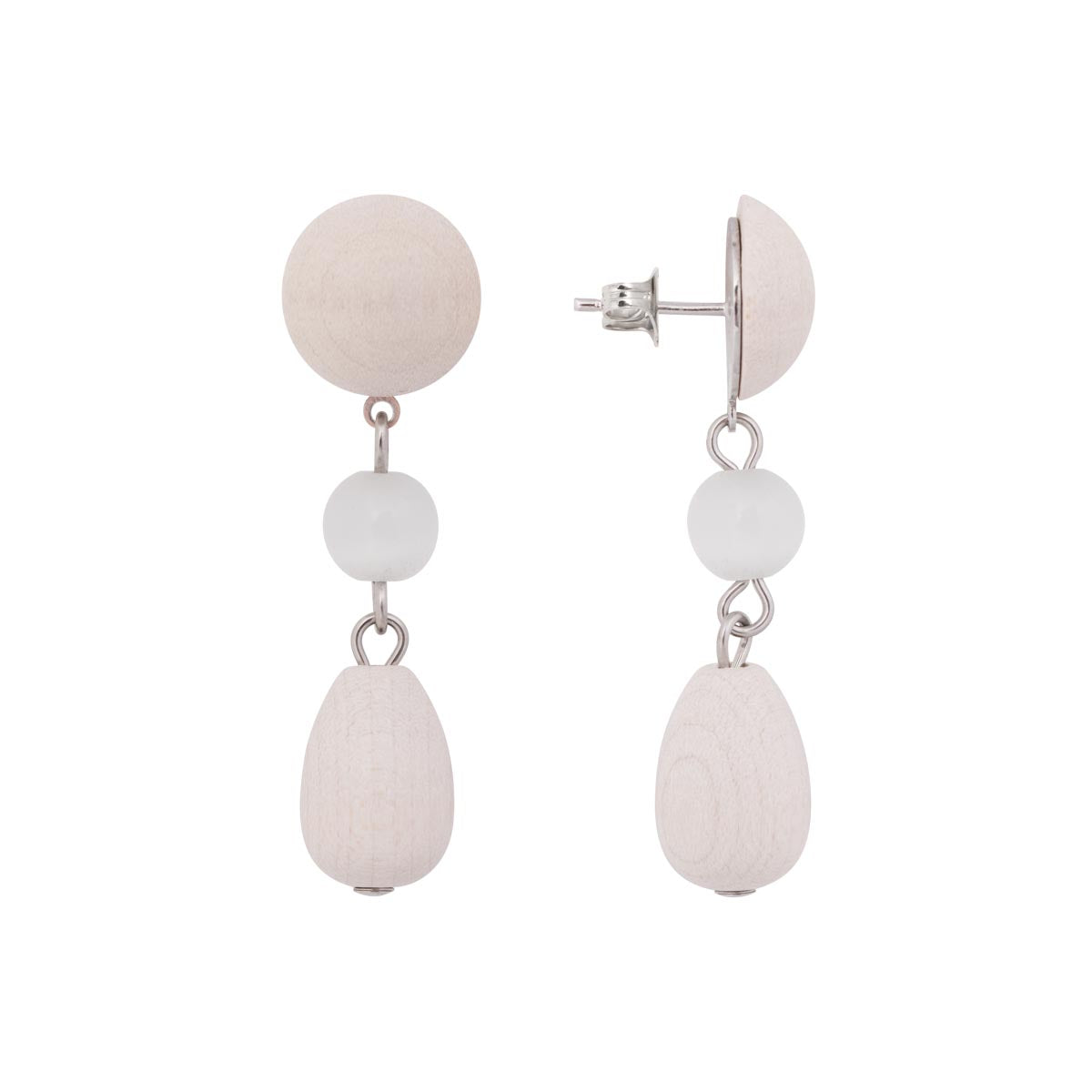 Unelma earrings, ecru and silver
