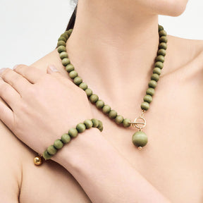 Valma bracelet, khaki green and gold
