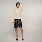 Aami leather skirt, black