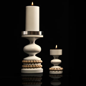 Prinssi candleholder, white and gold