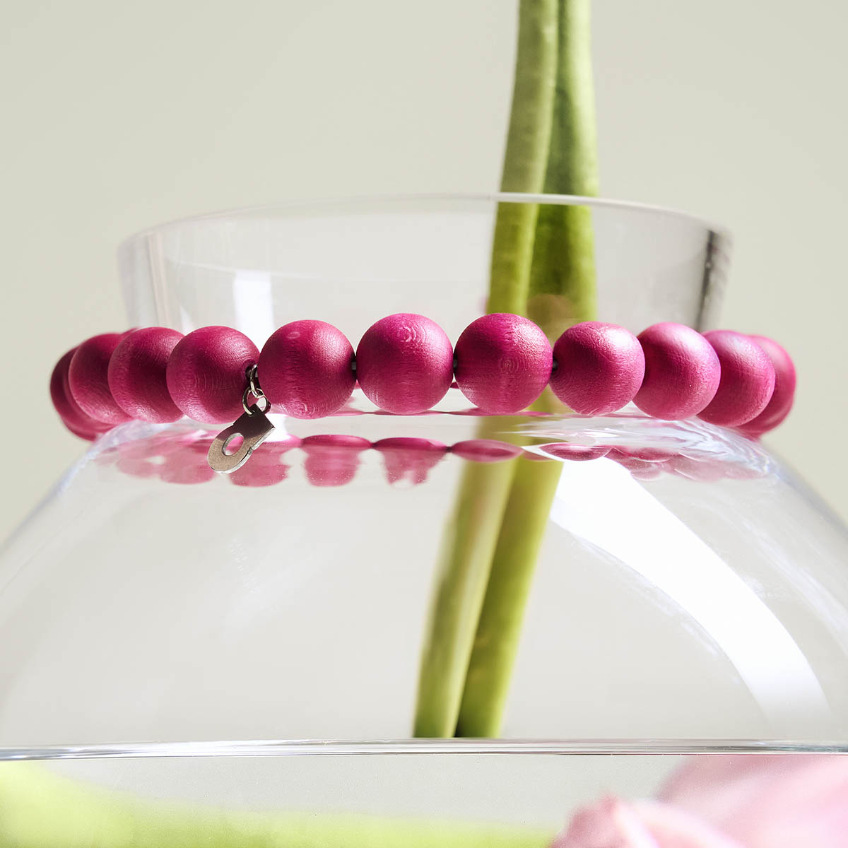 Pore wooden wreath, Ø 14 cm, pink