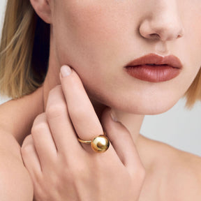 Passion Big Ball ring, gold-plated silver