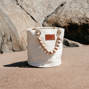 Laura basket bag, ecru and brown