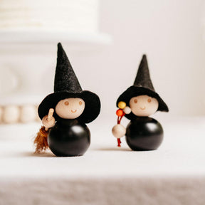 Witch Easter Willow wooden figurine, 10 cm, black