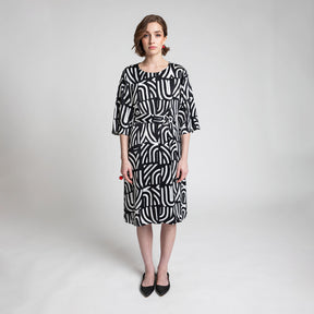 Varpu dress, Kaari, black and white
