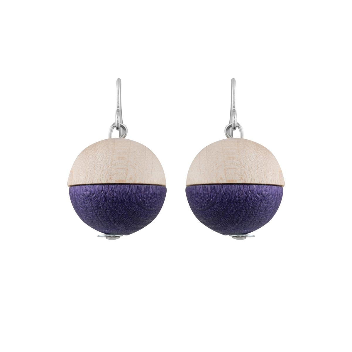 Leila earrings, wood and purple