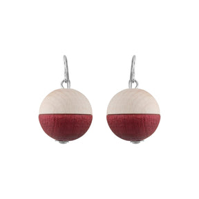 Leila earrings, wood and red